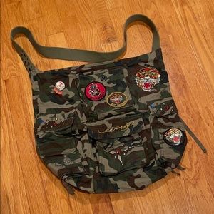 Ed Hardy camo shoulder tote bag